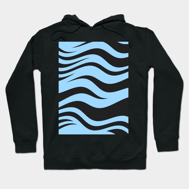 Blue Black Zebra Stripes Pattern Hoodie by mareescatharsis